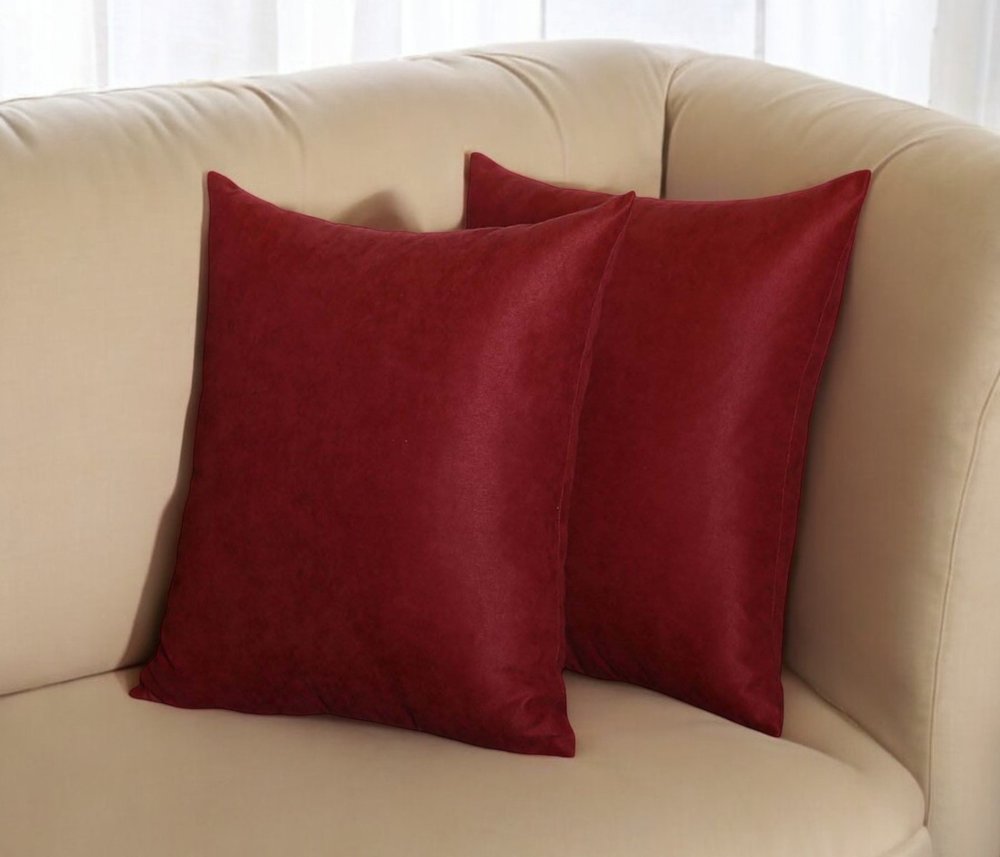 Set of Two Red Throw Pillow Covers