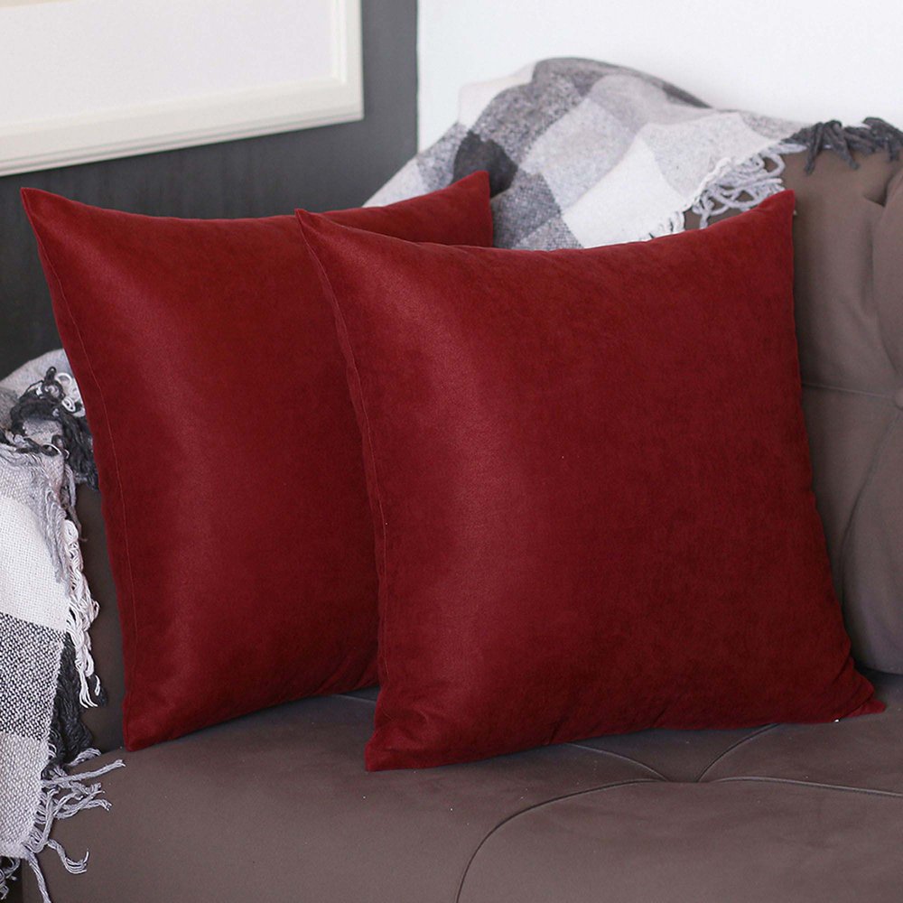 Set of Two Red Throw Pillow Covers