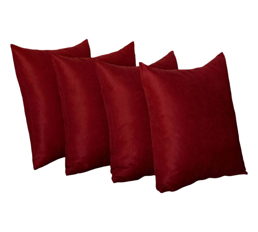 Set of Four 18" Red Fabric Throw Pillow Covers