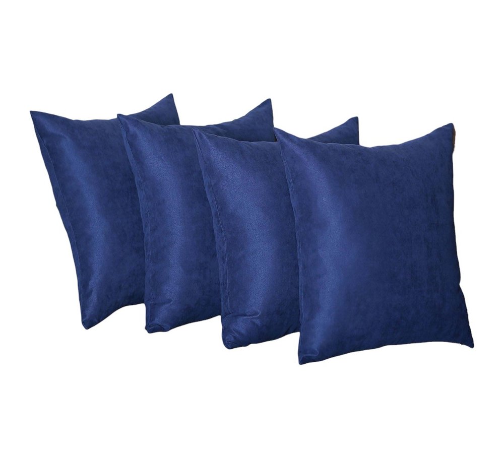 Set Of Four 18" X 18" Navy Blue Polyester Zippered Pillow Cover