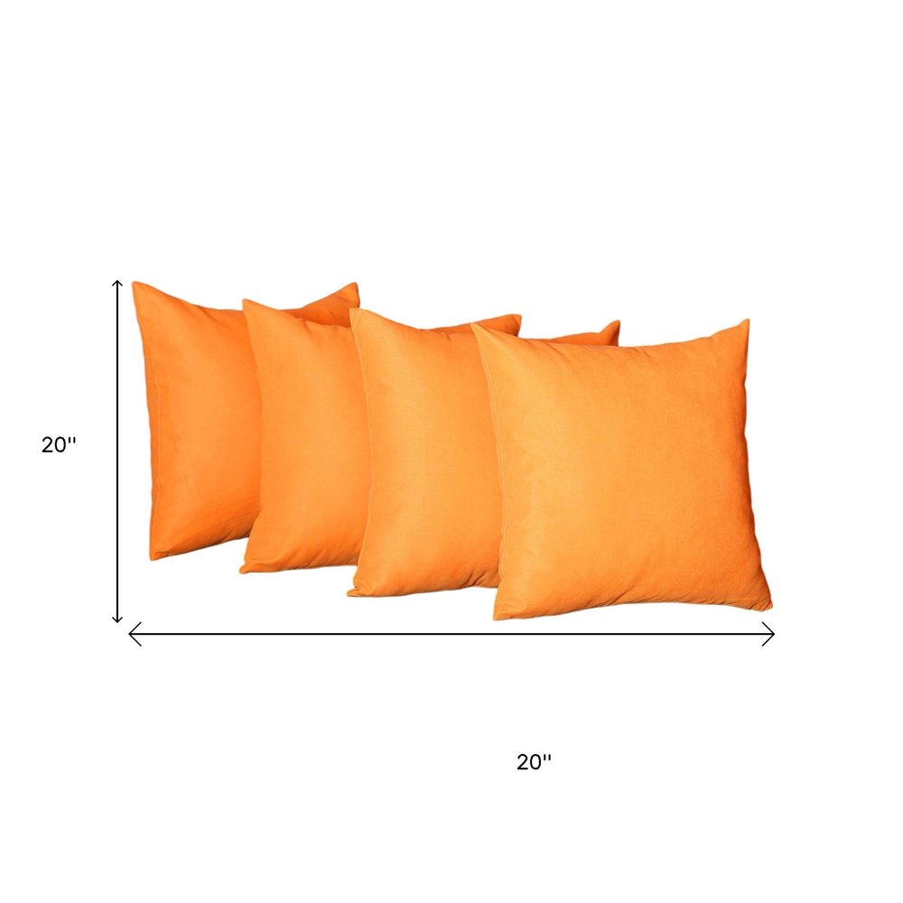 Set of Four 20" Orange Fabric Throw Pillow Covers