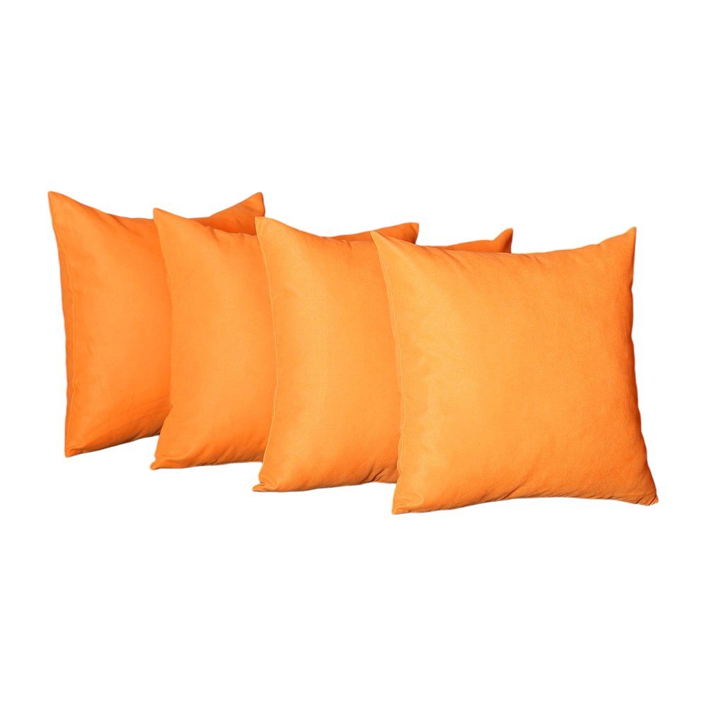 Set of Four 20" Orange Fabric Throw Pillow Covers