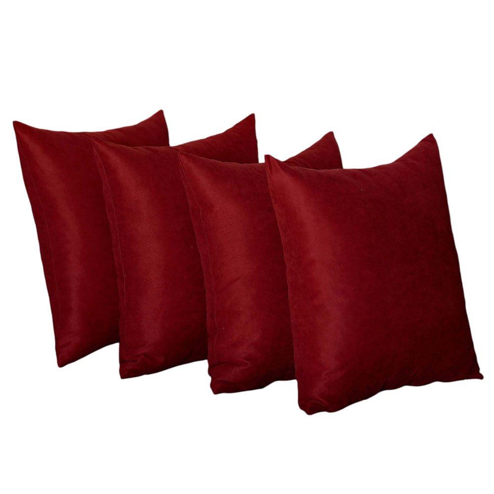Set of Four 20" Red Fabric Throw Pillow Covers