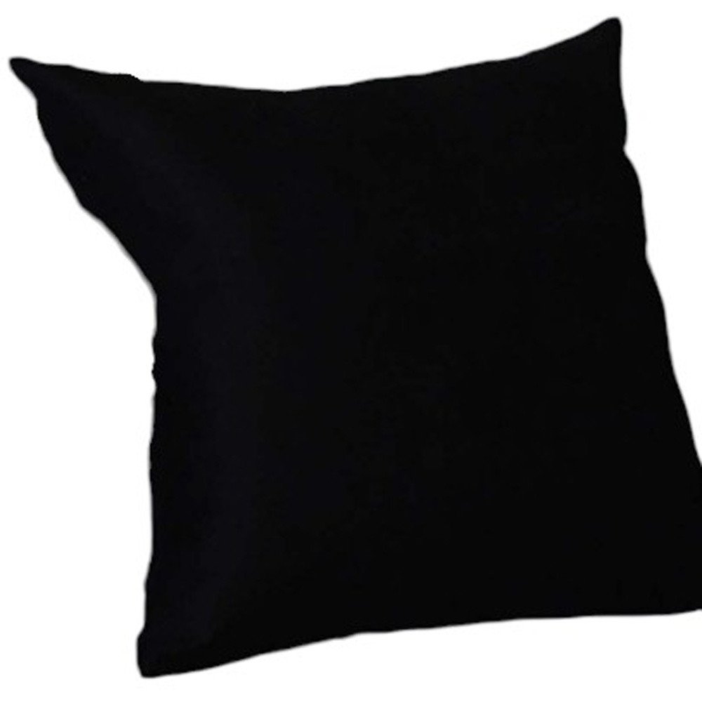 Set Of Two 16" X 16" Black Polyester Zippered Pillow Cover