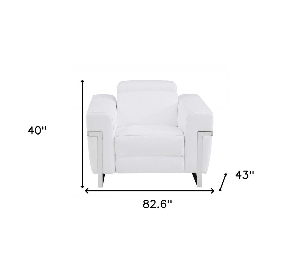 Three Piece White Italian Leather Six Person Seating Set