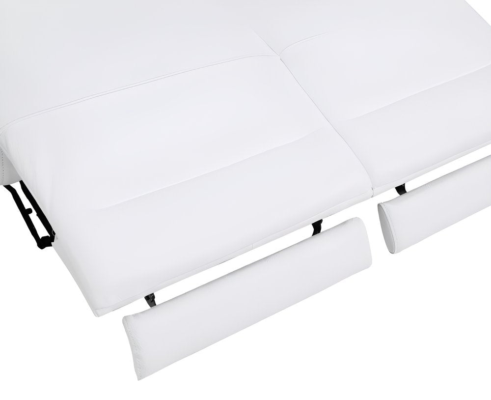 Two Piece White Italian Leather Five Person Seating Set