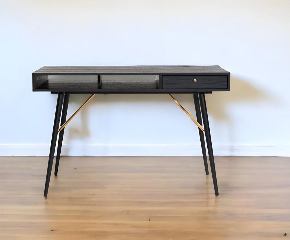 46" Black and Gold Writing Desk