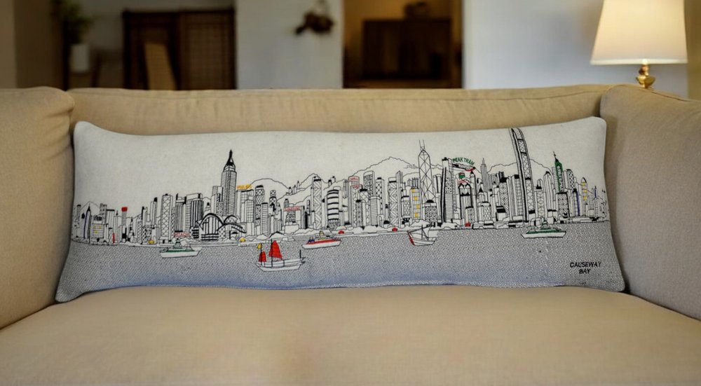 14" X 45" Cream Hometown Pride Wool Lumbar Throw Pillow