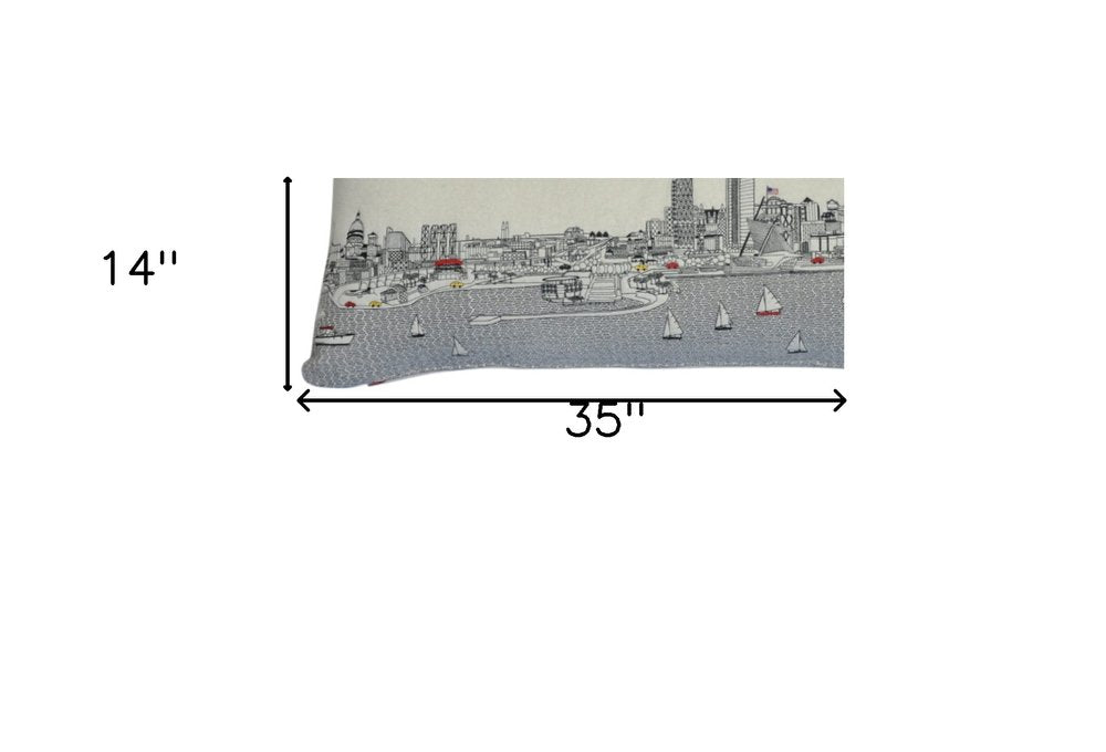 14" X 35" Cream Hometown Pride Wool Lumbar Throw Pillow