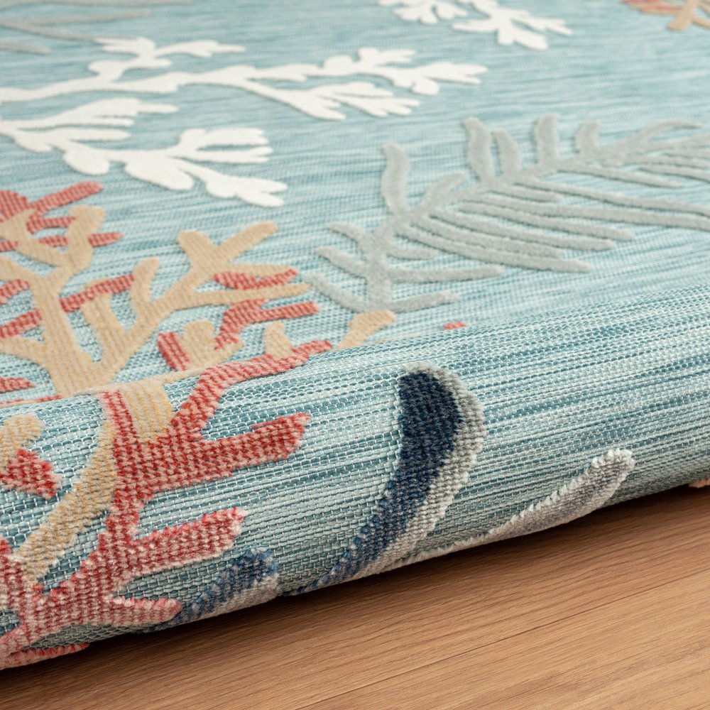 5' X 7' Blue And White Indoor Outdoor Area Rug