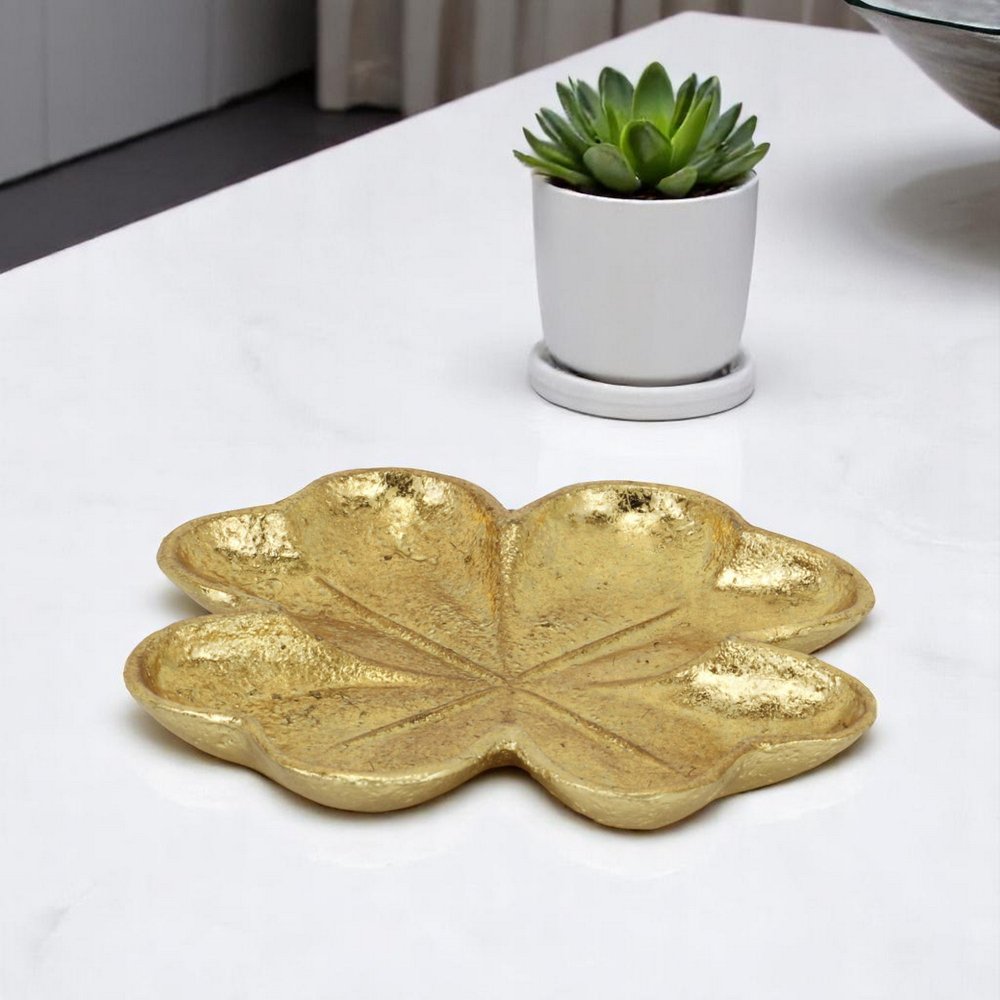 7" Gold Shamrock Metal Handmade Vanity Tray