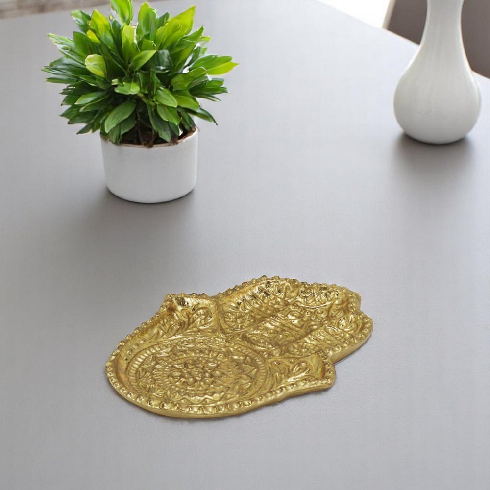 5" Gold Novelty Metal Handmade Tray