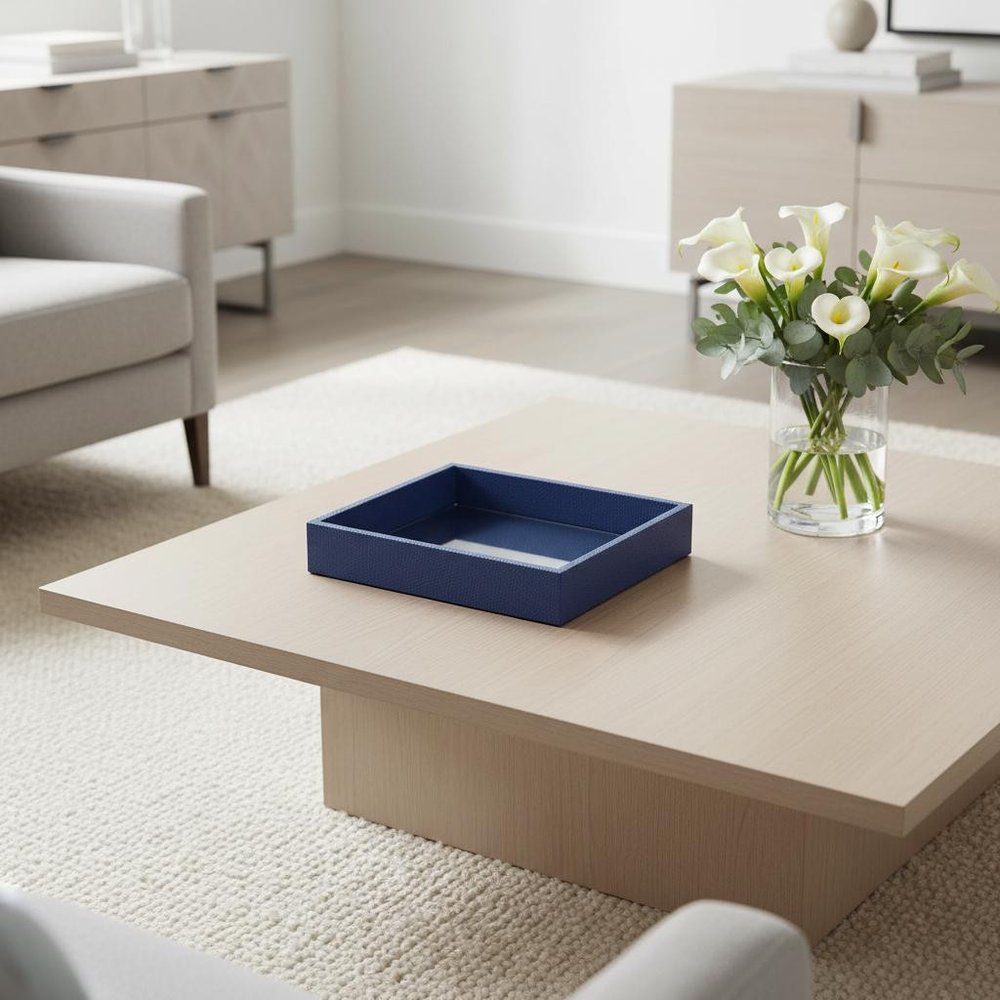 10" Navy Blue Rectangular Wood Handmade Tray