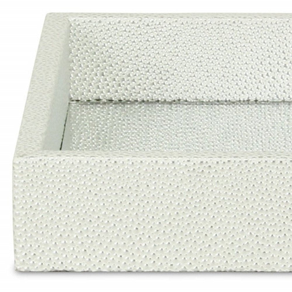 10" White Silver Rectangular Wood Handmade Tray