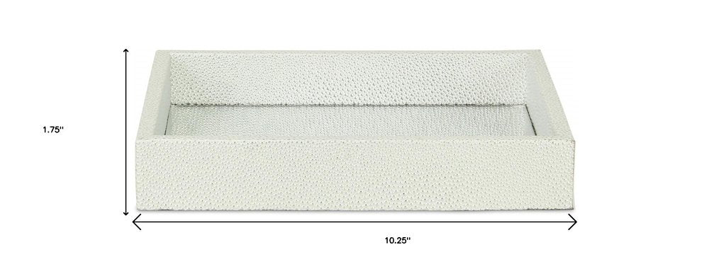 10" White Silver Rectangular Wood Handmade Tray