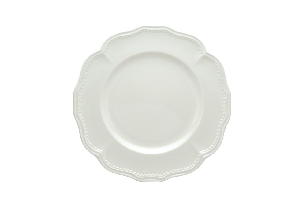 White Four Piece Scallop Stoneware Service For Four Dinner Plate Set
