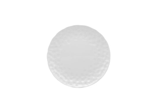 White Six Piece Round Pebbled Porcelain Service For Six Salad Plate Set
