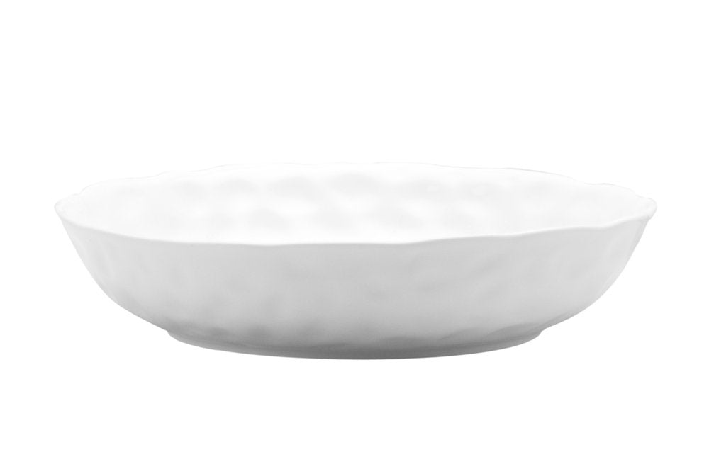 White Six Piece Round Pebbled Porcelain Service For Six Bowl Set