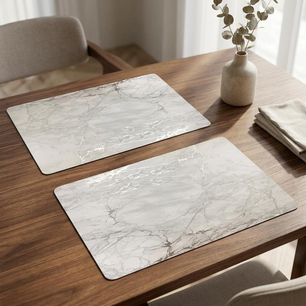 12" X 18" Silver And Gray Abstract Placemats