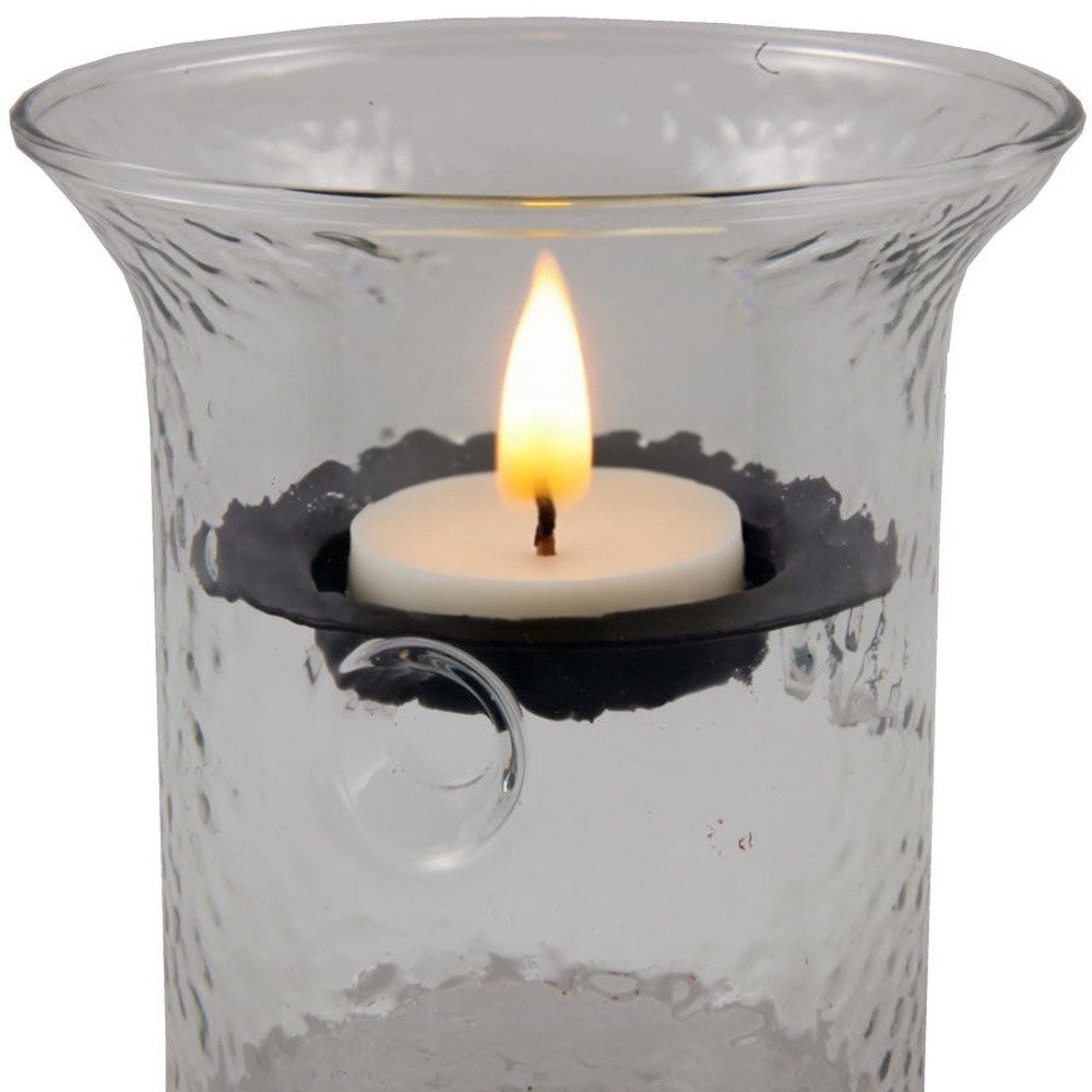 4" Clear Glass Tabletop Hurricane Candle Holder With Candle