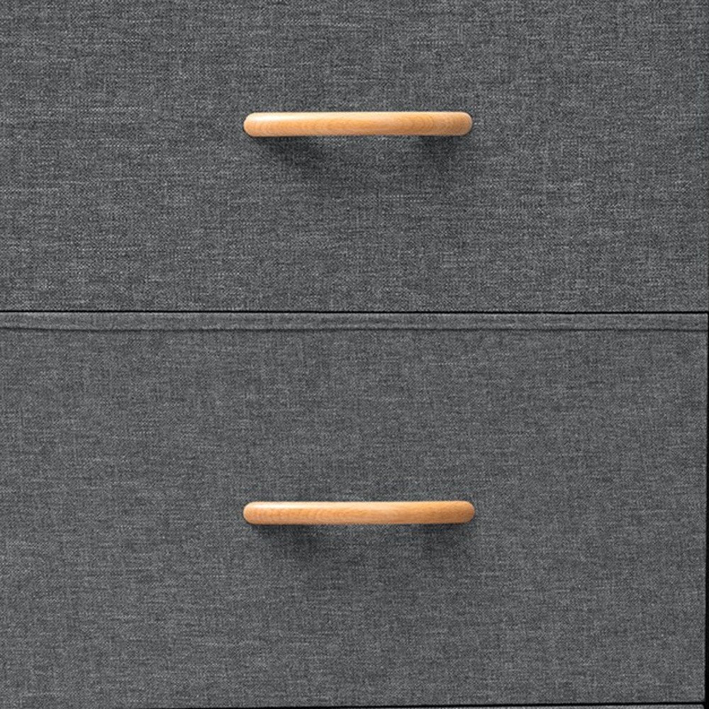 18" Gray And Black Steel And Fabric Five Drawer Dresser