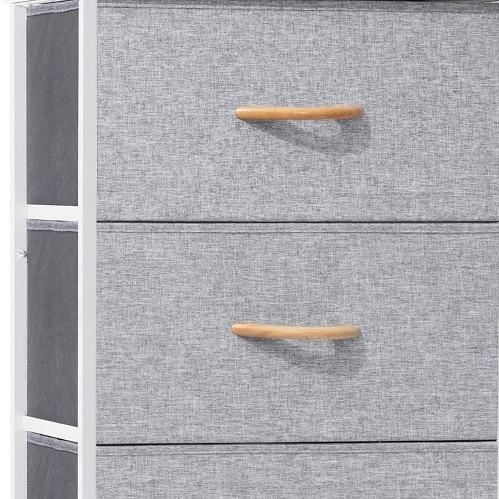 18" Gray and White Steel and Fabric Five Drawer Chest