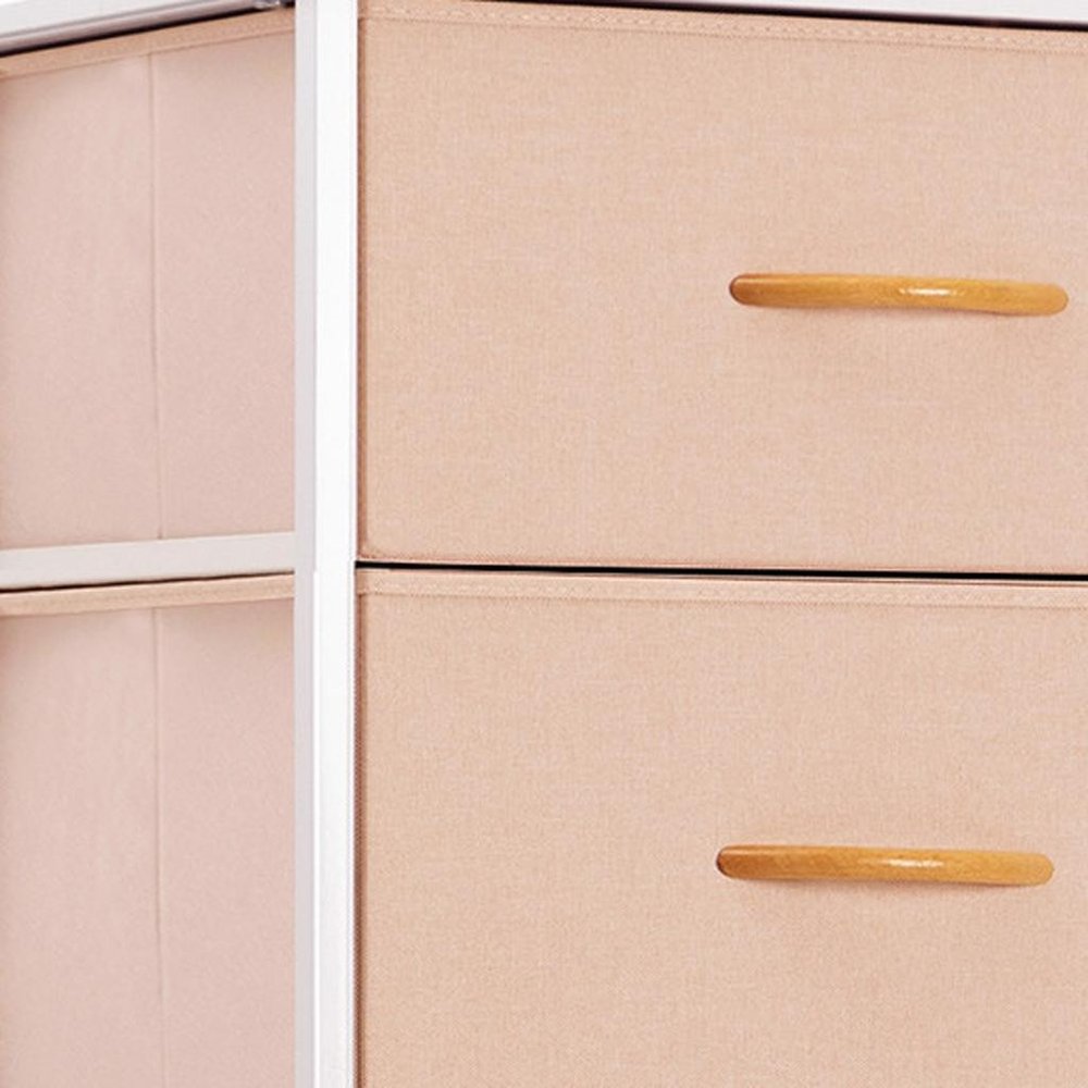 18" Pink and White Steel and Fabric Six Drawer Chest