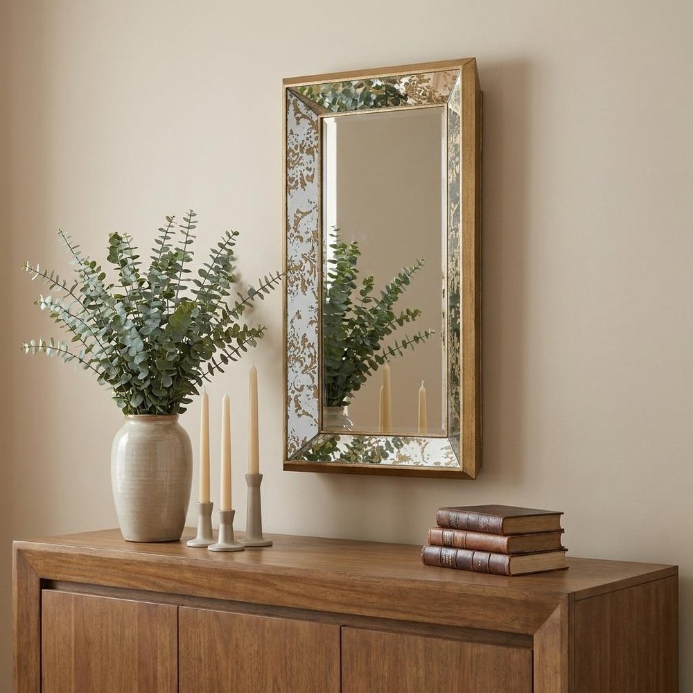 20" Silver Glass Framed Accent Mirror