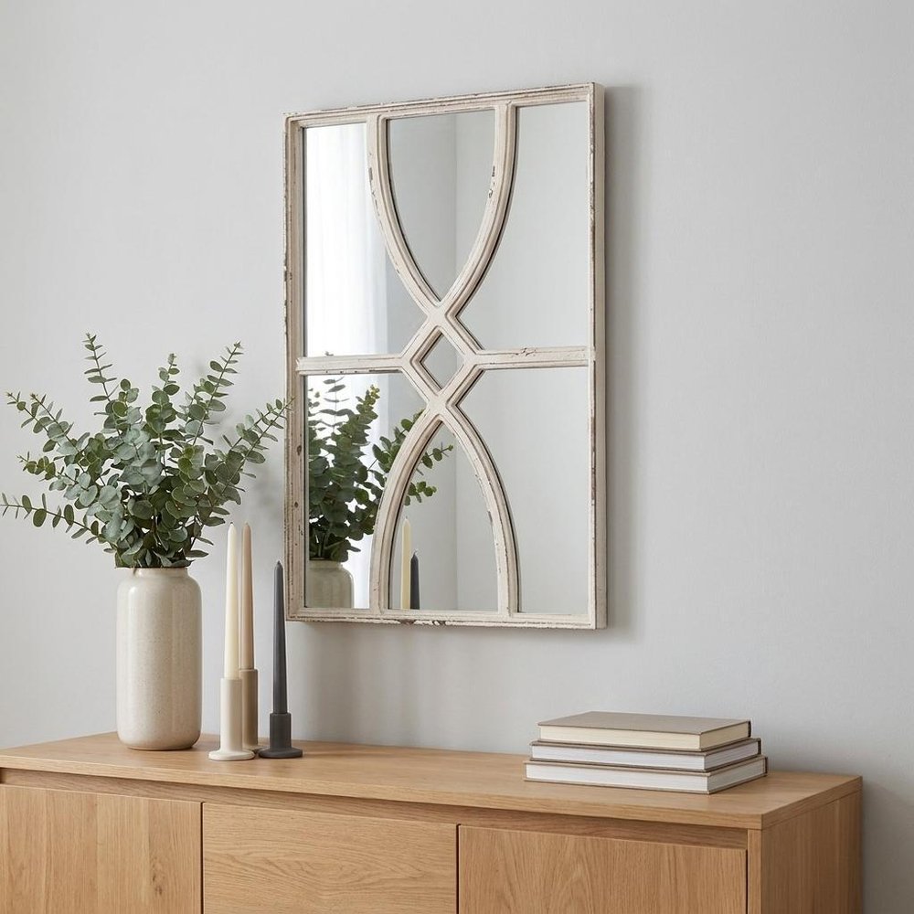 Set of Two White Wood Framed Accent Mirror