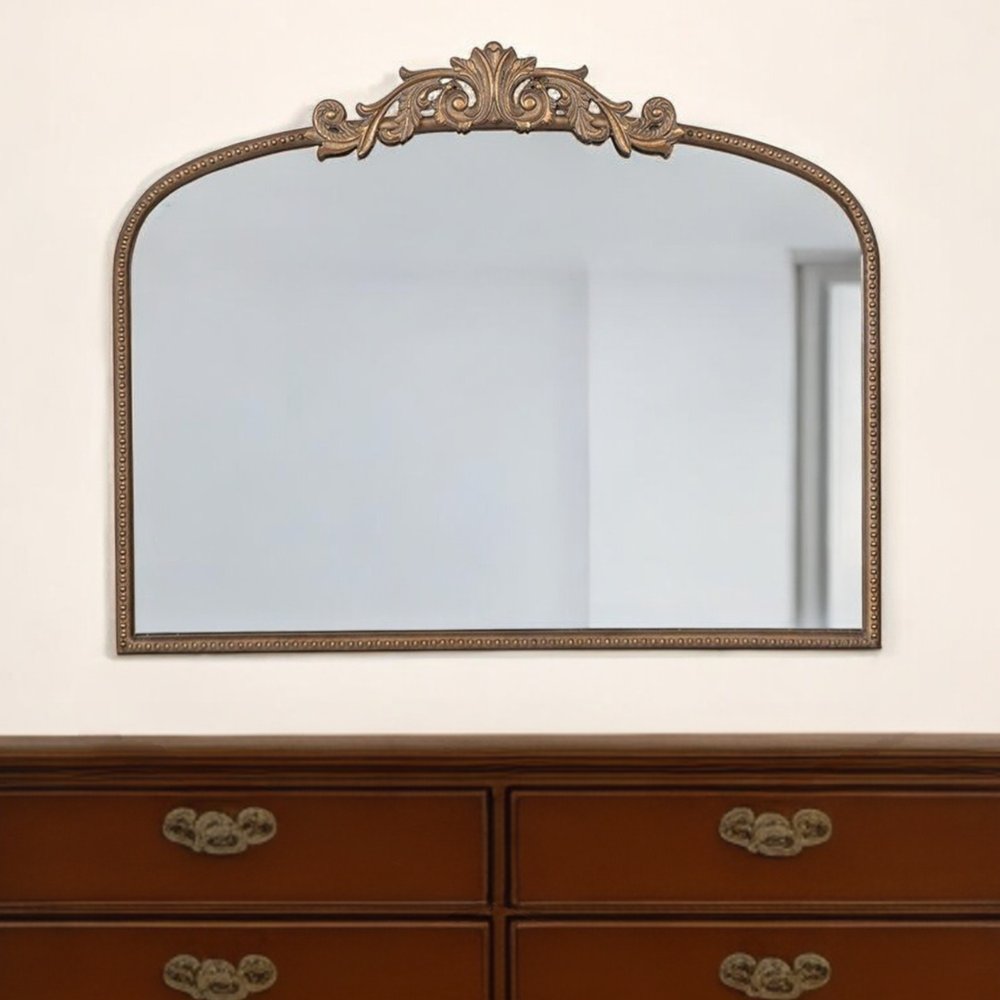 31" Gold Arch Iron Framed Accent Mirror