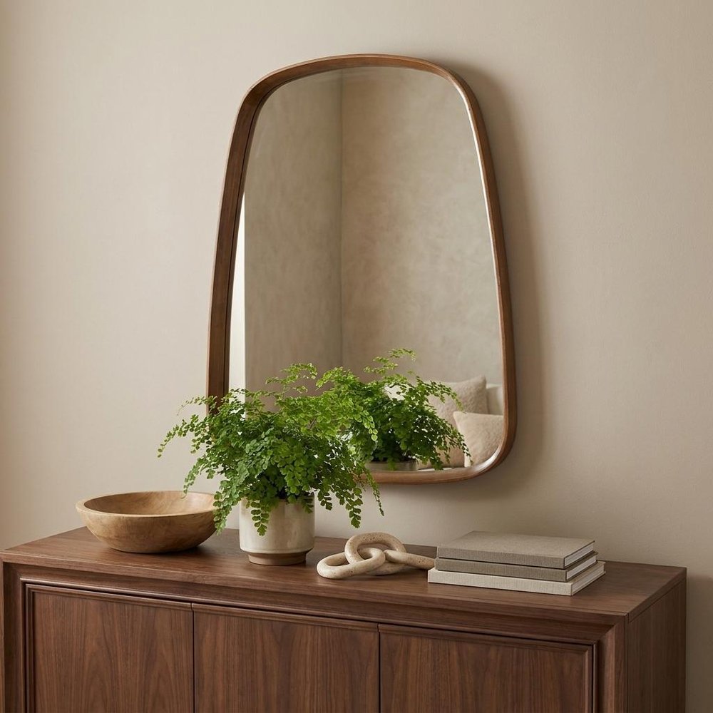 37" Brown Solid Wood Novelty Framed Accent Mirror