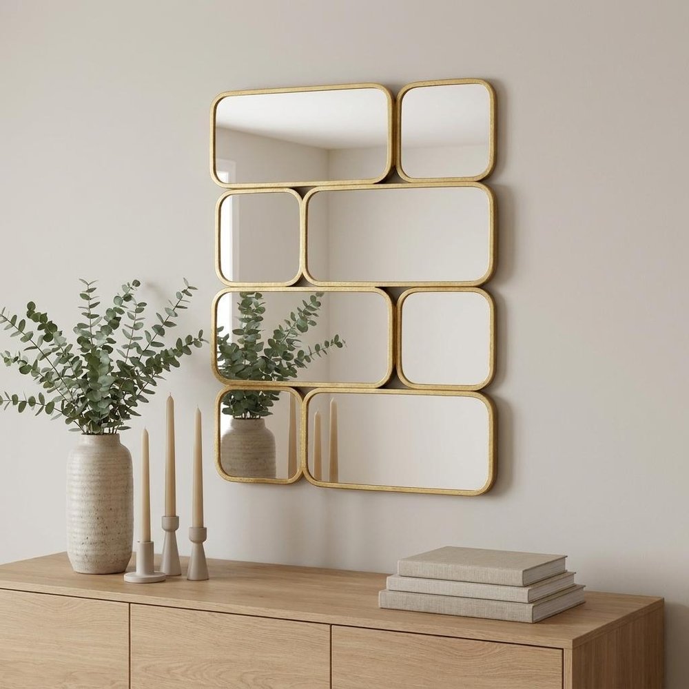 32" Gold Iron Framed Accent Mirror