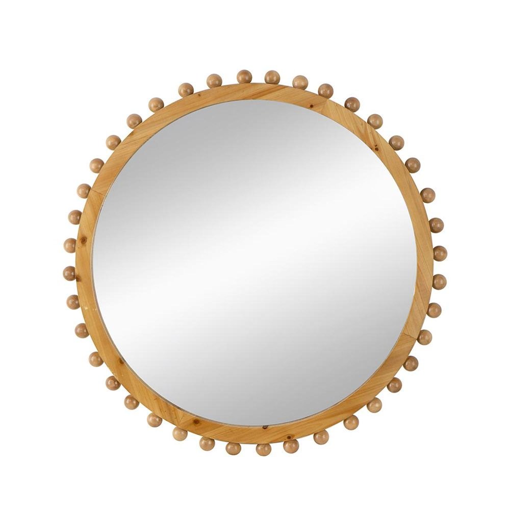 34" Brown Abstract Wood Framed Accent Mirror