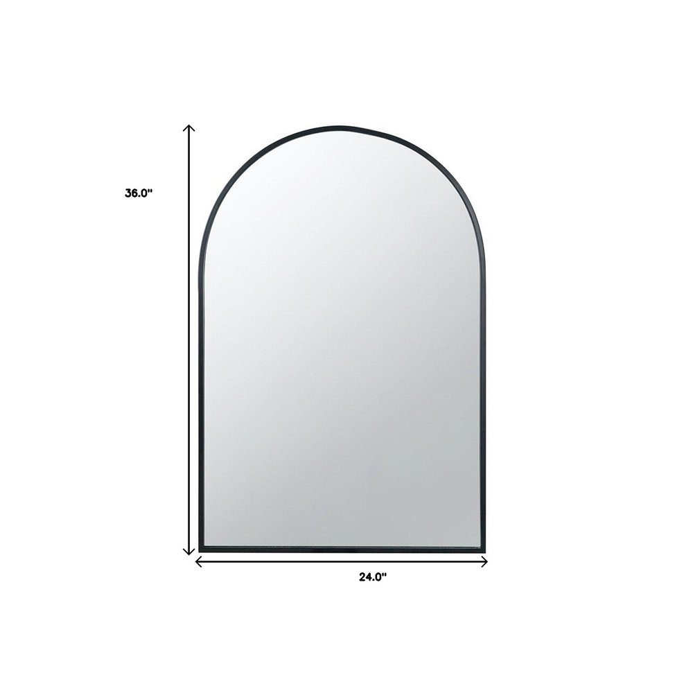 36" Black Arch Metal Framed Accent Mirror