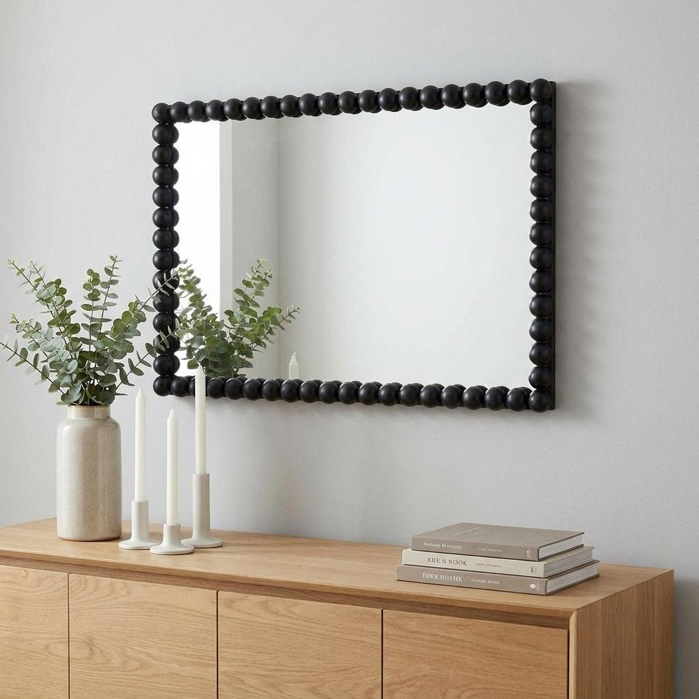 36" Black Iron Framed Accent Mirror