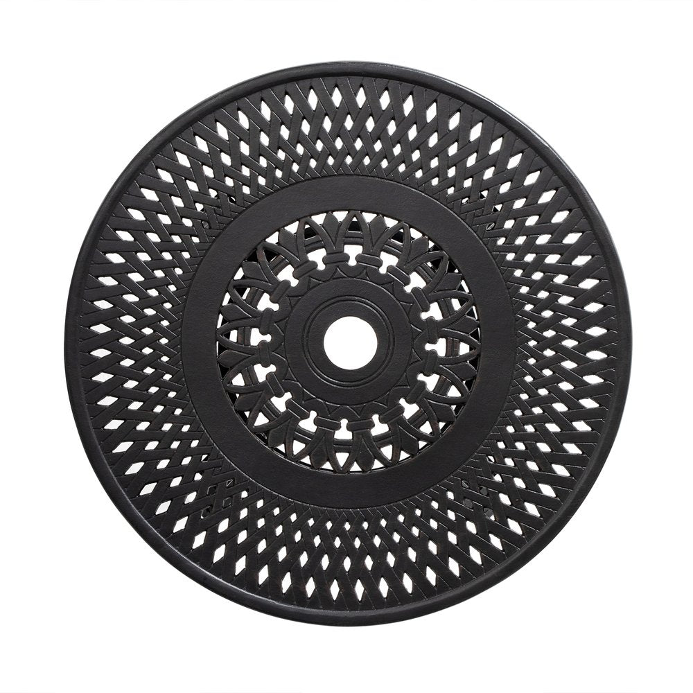 24" Black Rounded Metal Outdoor Bistro Table with Umbrella Hole