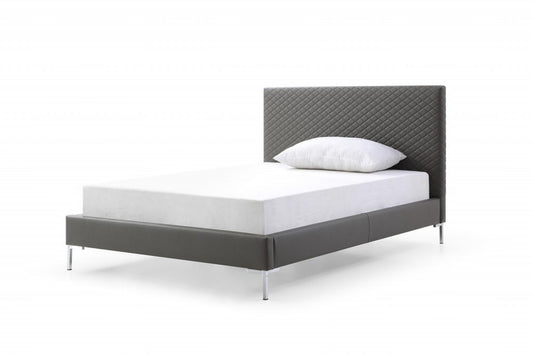 Dark Gray Faux Leather Full Bed Frame