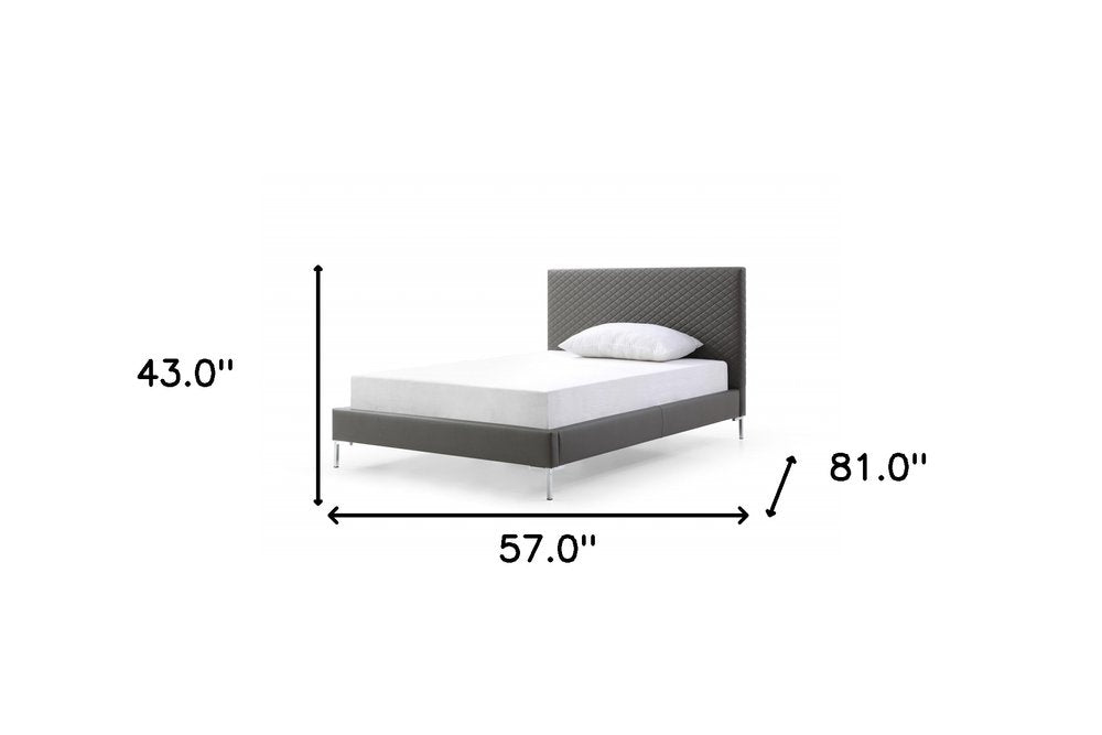 Dark Gray Faux Leather Full Bed Frame