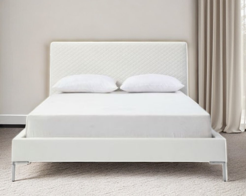 White Faux Leather Full Bed Frame