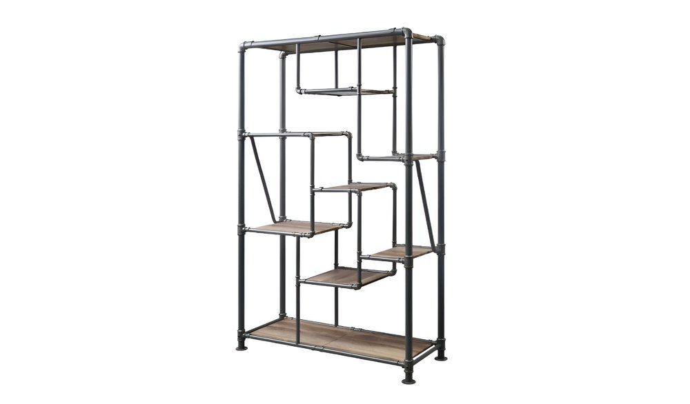 Gray And Brown Metal Eight Tier Bookcase