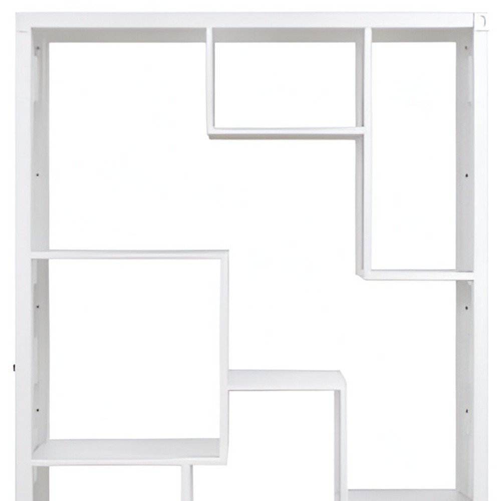 75" White Metal Seven Tier Geometric Bookcase