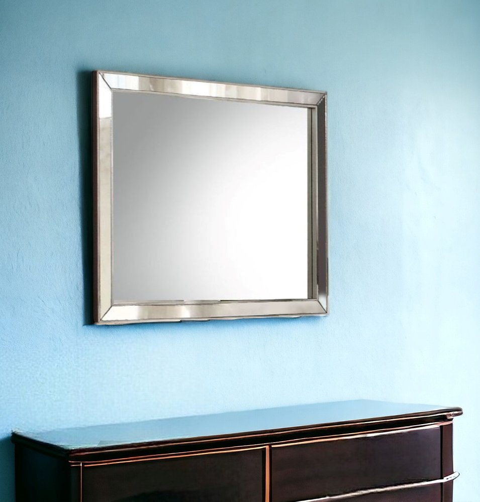 32" Platinum Wood Framed Mounted Dresser Mirror
