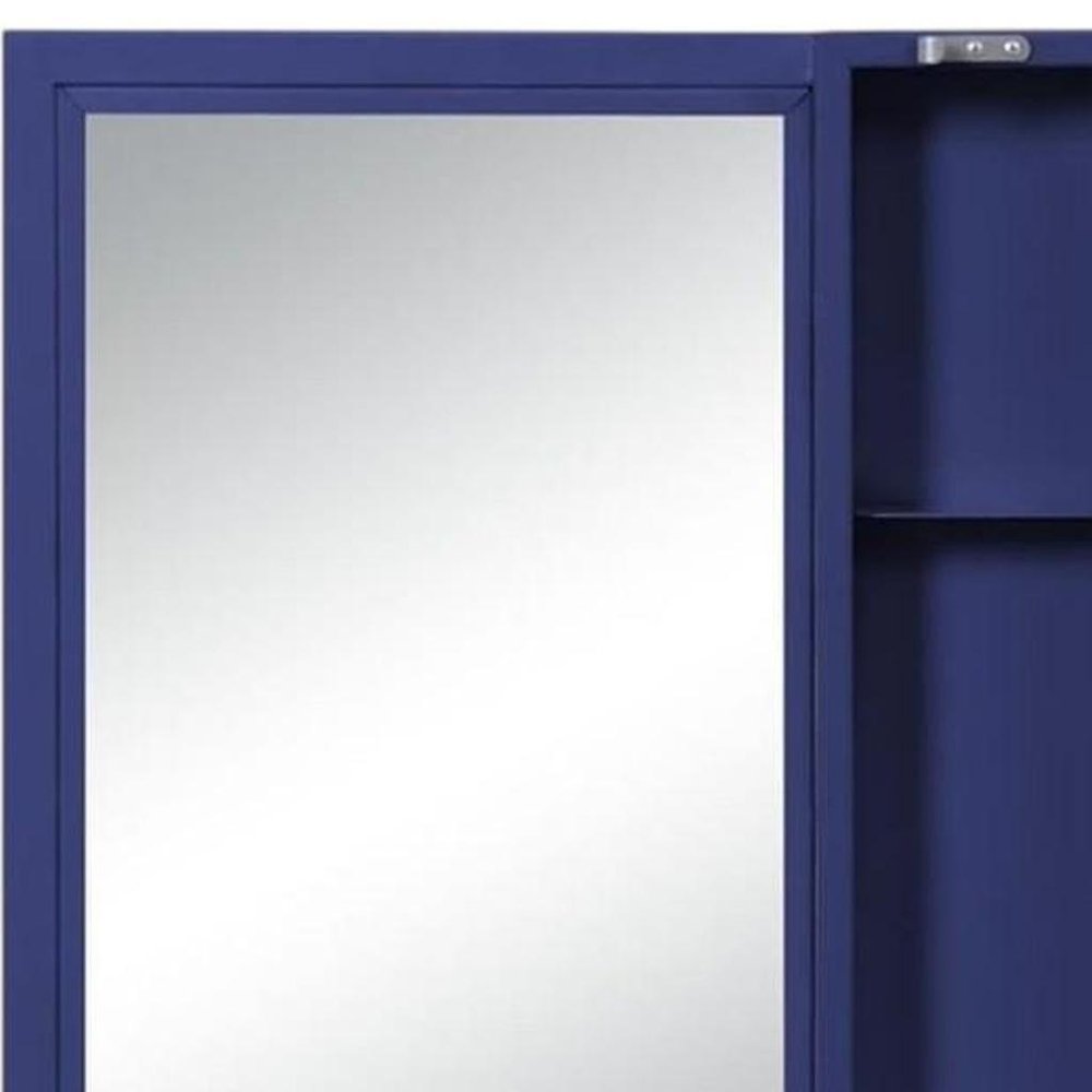 32" Blue Metal Framed Dresser Mirror
