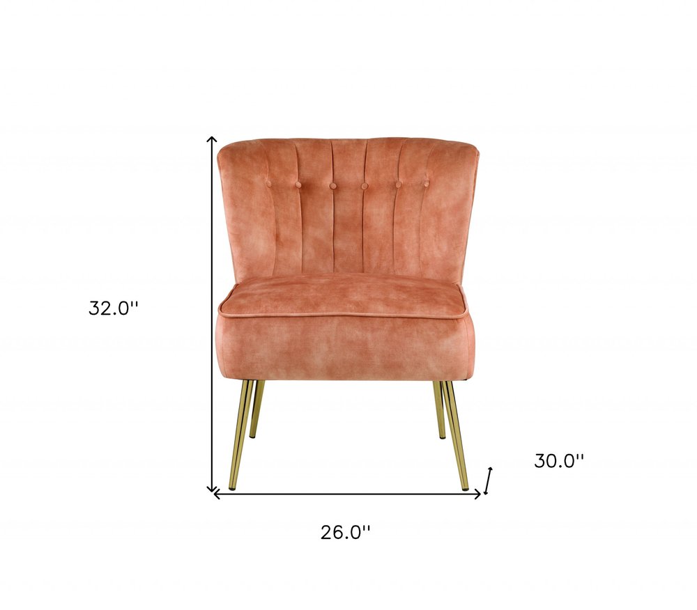 26" Burnt Orange and Brown Velvet Slipper Chair