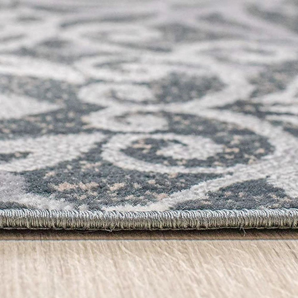8' X 10' Ivory And Slate Gray Medallion Area Rug