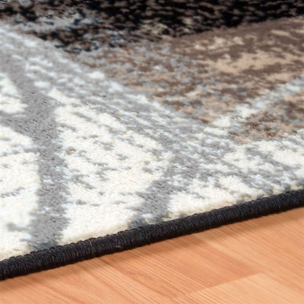8' Beige Brown And Gray Floral Distressed Runner Rug