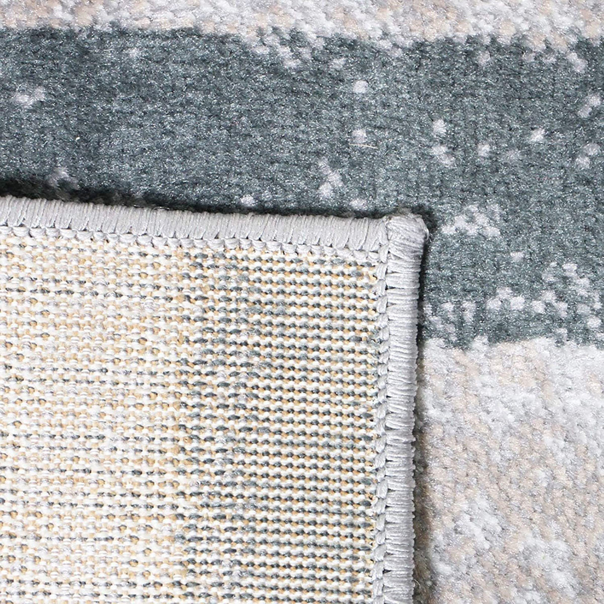 2' X 3' Blue And Taupe Patchwork Distressed Area Rug