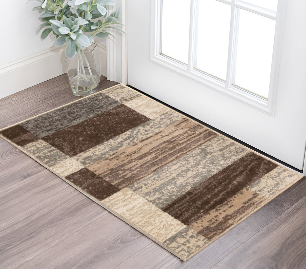 2' X 3' Slate Patchwork Power Loom Stain Resistant Area Rug