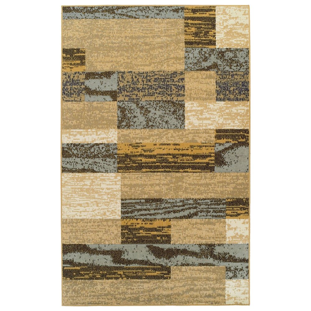 4' X 6' Blue And Beige Patchwork Area Rug