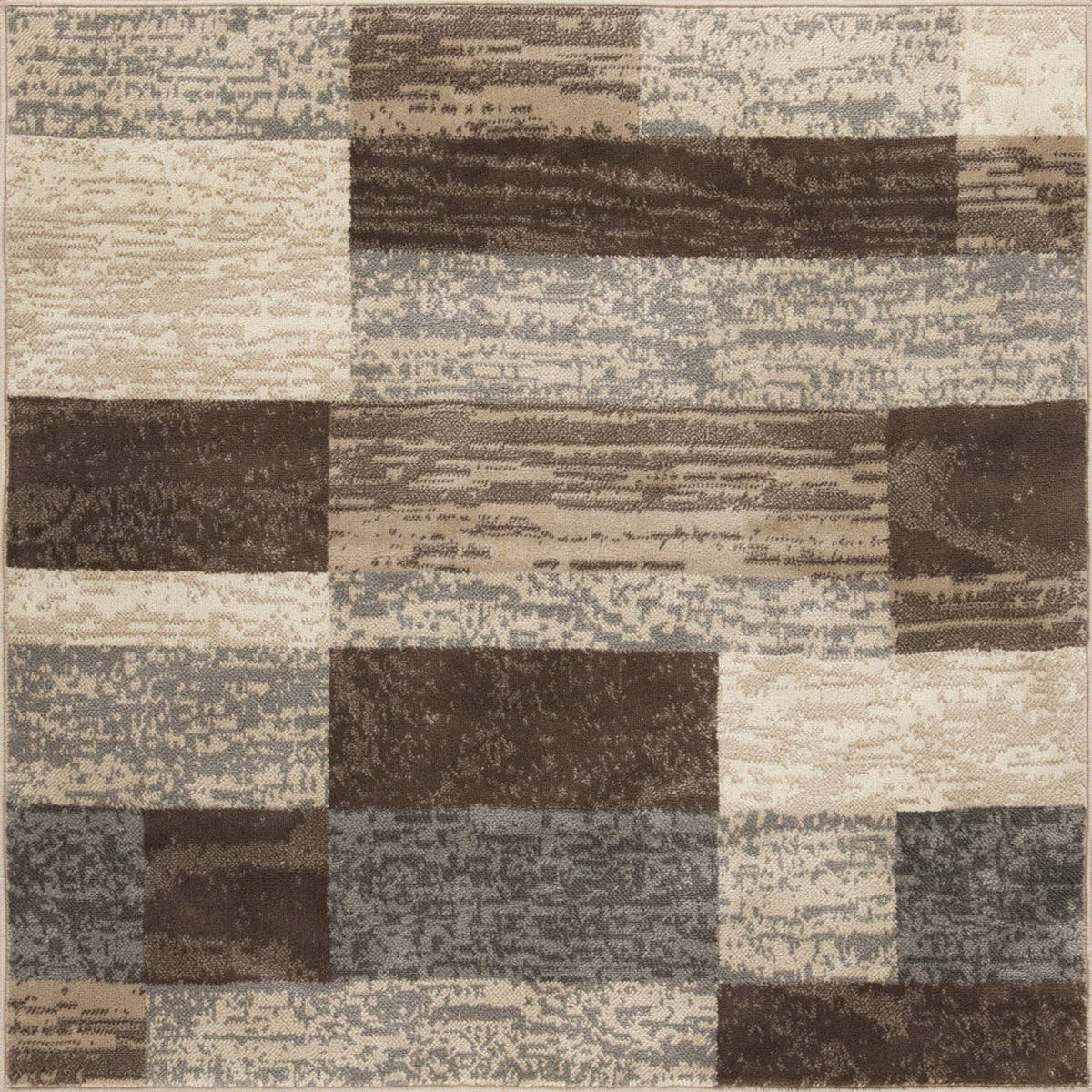 5' Brown And Beige Patchwork Square Rug